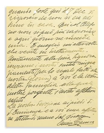 CARUSO, ENRICO. Two Autograph Letters Signed, to James OConnell (My dearest Don Giacomino or Dear Don Giacomino), in Italian.